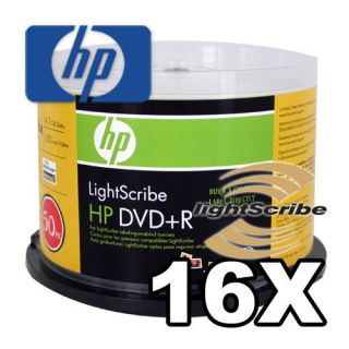 50 HP 16x DVD R Lightscribe Blank Media in Cake Box