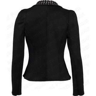 Studded Waterfall Open Fitted Blazer Jacket Cardigan Top Womens Size 8 