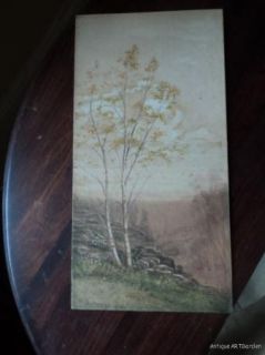 Antique Watercolor Landscape by R s Merrill C 1908 Original Small 