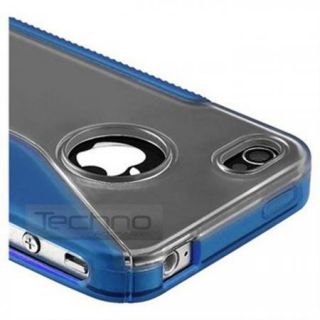 Blue Hybrid s Shape Back Cover Case for iPhone 4 4G 4S