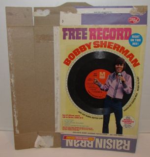 Post Raisin Bran Cereal Box with Bobby Sherman Record on Back Complete 