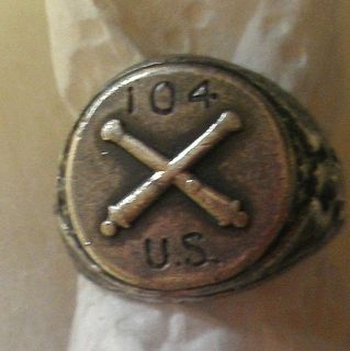Antique Vintage Signed Silver Army Field Artillery Ring