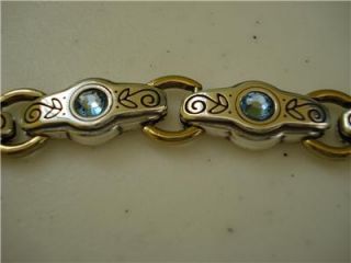   Stunning Two Tone  Celestial  Blue Crystal Link Bracelet