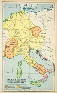   Map Holy Roman Empire Southern Italy Historic Bohemia Saracens
