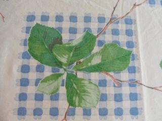   Vintage Floral Blue Gingham Printed Tablecloth 54 x 48 In