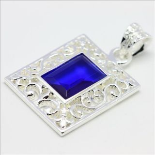 P10C3 Blue Topaz Silver Pendant Jewelry for Necklace
