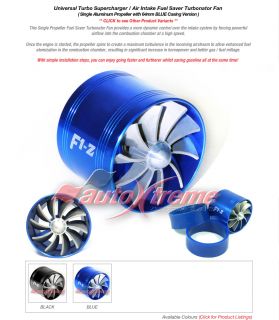 Supercharger Turbonator Air Intake Fuel Saver Fan Blue