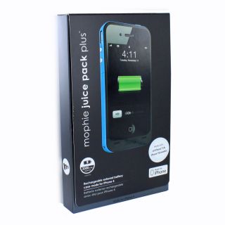 BLUE MOPHIE JUICE PACK PLUS RECHARGEABLE BATTERY CASE IPHONE 4 4S