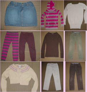 10 Lot GUC Gap Blue Jeans Skirt Corduroy Long Pants Sweaters Pink Gray 