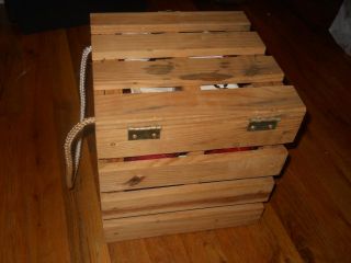 Vintage Sportcraft Bocce Ball Set in Wooden Crate w Measuring Device 