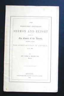   Twenty First Anniversary Sermon and Report 1st ed. 1865 Bolles Boston