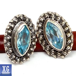 SE51312 Blue Topaz 925 Sterling Silver Earrings Jewelry