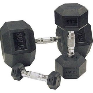 Body Solid Rubber Hex Dumbbell 55 75lb Pairs
