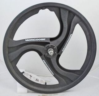 Used Mongoose BMX 3 Spoke Mag Front Wheel 20 Black White Radical 