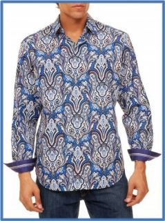 Robert Graham THE CASEY (Sz M) Blue EMBROIDERED SWIRLS Shirt $248 