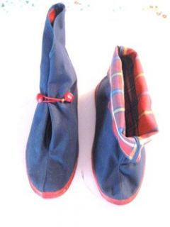   1950s RED RUBBER & CANVAS OVERSHOES GALOSHES BOOTS 10 PLAID LINING NOS