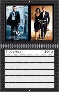 JAMES BOND 007. 2013 Custom Calendar. All 23 Bond Movie Posters. 22cm 