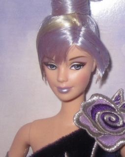 2001 Bob Mackie Sterling Silver Rose Barbie Doll Designed Avon Purple 