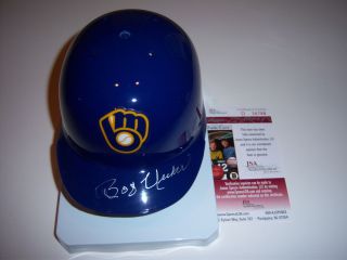 Bob Uecker Brewers JSA COA Signed Mini Helmet