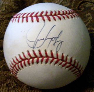 Juan Gonzalez Autographed Bobby Brown Official Al Ball Texas Dodgers 