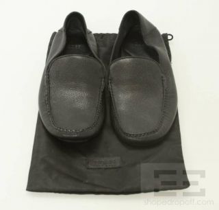 Boss Hugo Boss Mens Black PEBBLED Leather Loafers Size 9