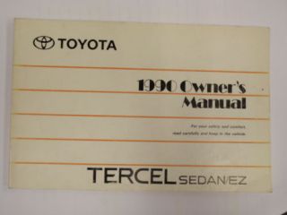  1990 Toyota Tercel Owners Manual