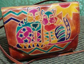 VTG Emily Ann of Boca Raton handcrafted leather CAT kitten purse 