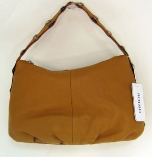 Bodhi PEBBLED Leather Studded Hobo Bag Purse Tan Brown