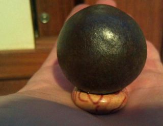 Old Rare Antique Civil War Iron Cannonball Large Grape Shot with WOOD 