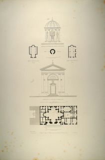 1860 Engraving Rome Churches Renaissance Architecture   ORIGINAL