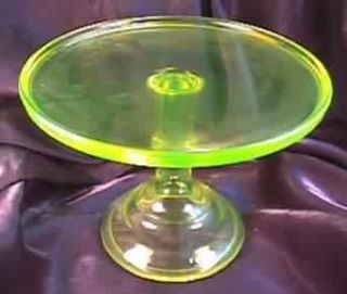 Pedestal Cake Plateyellow Vaseline Glass Stand Salver