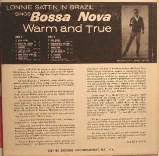 LONNIE SATTIN Bossa Nova Warm & True SCEPTER LP SIGNED CARAVAN