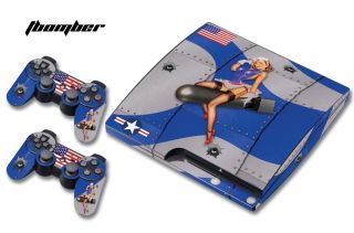   COVER FREE SHIP for PS3 SLIM + CONTROLLER PLAYSTATION 3 BOMBER BLUE