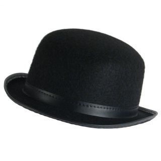 Black Felt Bowler Derby Hat Costume Dance Plays Medium