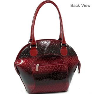 Snake Skin Embossed Bowling Bag Handbag Red