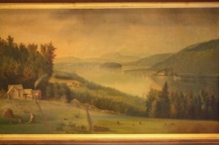   AMERICAN LANDSCAPE PAINTING LAKE GEORGE NEW YORK FROM BOLTON LANDING