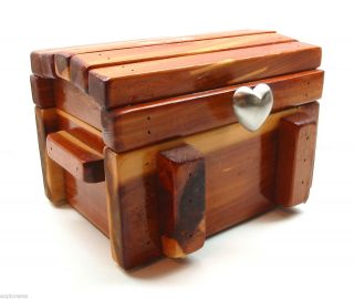   STYLE WOOD JEWELRY CHEST WITH INNER BOX & METAL HEART SHAPED HANDLE