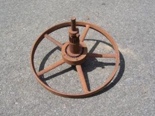   Cast Iron Antique Farm Barn Ranch Tractor Planter Wheel Country Item