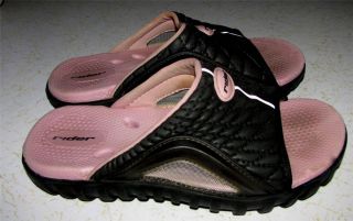 Rider Black Pink Rubber Slip on Mules Shoes Womens Size 5 6