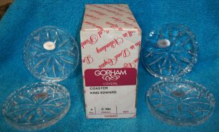 Gorham Crystal C 480 King Edward 4 Pc. Coaster Set With Box Made In 