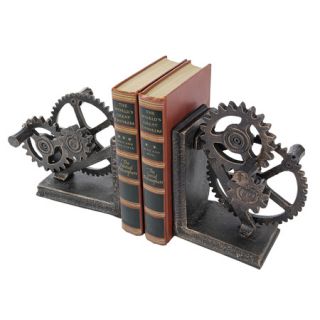 Steampunk Industrial Iron Gears Bookend Mechanically Inclined Crank 