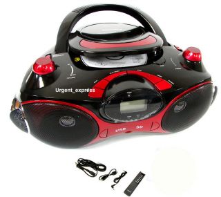 New Portable  CD USB SD Aux Radio Boombox CD Player Red