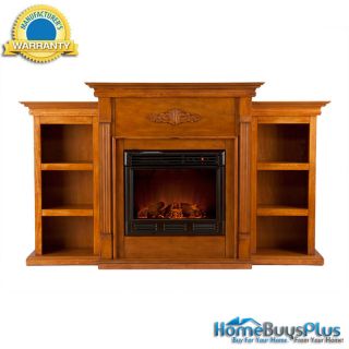   Dorothy Plantation Oak Electric Fireplace w Bookcases TV Stand
