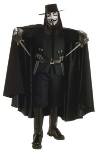 Adults Deluxe V for Vendetta Halloween Comic Con Costume with Mask 