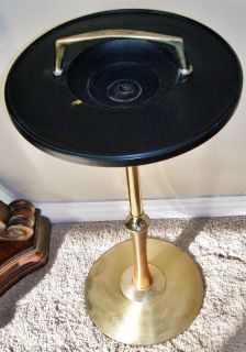 Antique Vintage Wood and Brass Ashtray Stand Floor Smoking