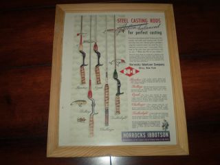 LOOK HERE!! X tra nice Framed vintage Rod & Lure advertisement
