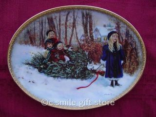   Bringing Home The Christmas Tree Plate Bradford Mint w Box COA