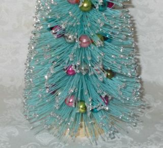 vintage aqua bottle brush tree 13 inches tall complete with original 