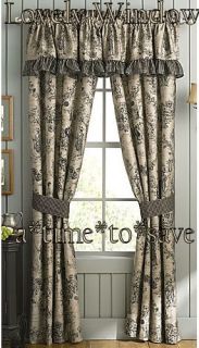 lovely tailored rod pocket valance features the toile print on top and 