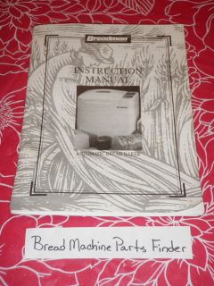 Breadman Breadmaker Instruction Manual & Recipes Guide TR800